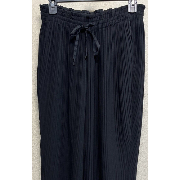 AYR Pleaded Barrel Leg Jogger Pants Size S Black Side Slits Drawcord - Picture 2 of 12